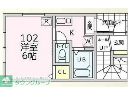 ブルーライン 蒔田駅 徒歩6分 2階建 築1年(1K/1階)の間取り写真