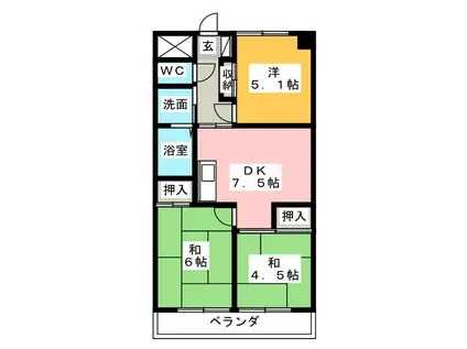 ソレイユ フジ(3DK/2階)の間取り写真