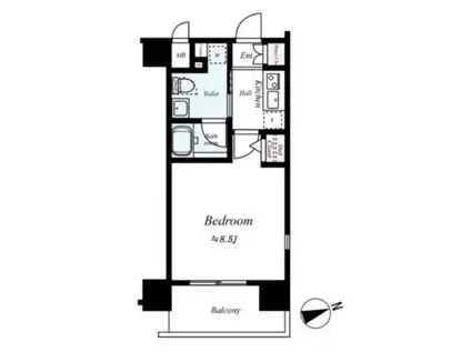 クレイシア芝浦ウォーターフロント(1K/2階)の間取り写真