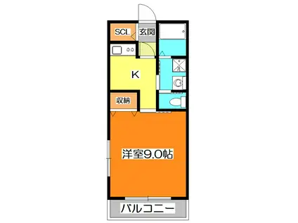 コーポ出下(1K/2階)の間取り写真