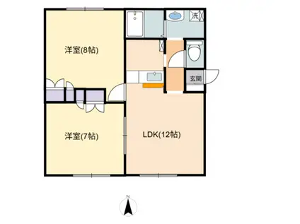 ブームクワトロN(2LDK/1階)の間取り写真