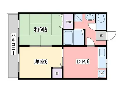 ペルテ津田沼(2DK/3階)の間取り写真