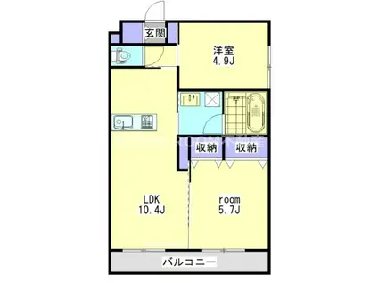 スカイコート大王(2LDK/1階)の間取り写真