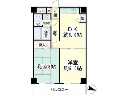 アーバンフォレスト池上(2DK/2階)の間取り写真