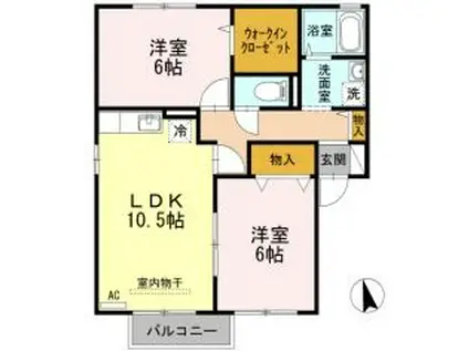 サンセール連島B棟(2LDK/2階)の間取り写真