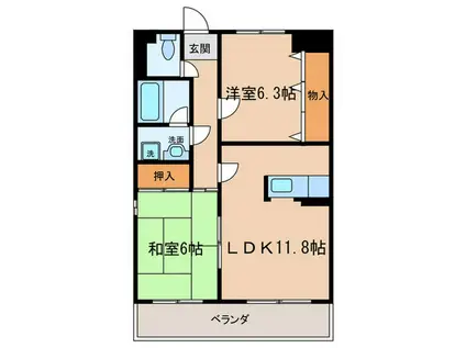 地下鉄東山線 高畑駅 徒歩5分 4階建 築31年(2LDK/3階)の間取り写真