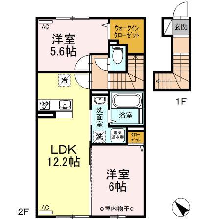 KOUビレッジ(2LDK/2階)の間取り写真