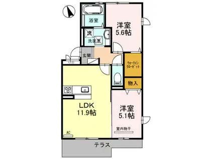 シャルマン(2LDK/1階)の間取り写真