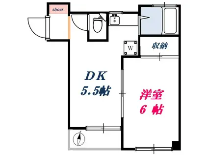 第一益戸ビル(1DK/4階)の間取り写真