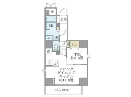 ラペルラ四谷(1LDK/6階)の間取り写真