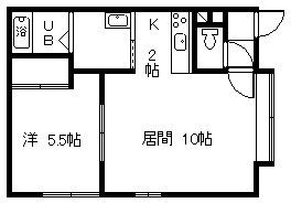 ポップライフB(1LDK/2階)の間取り写真