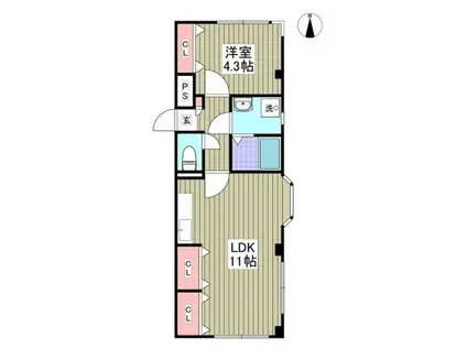 Uハウス(1LDK/1階)の間取り写真