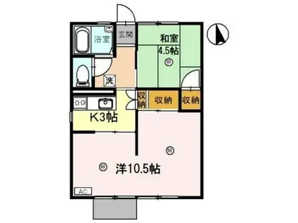 葉山ハイツ A棟(2K/1階)の間取り写真