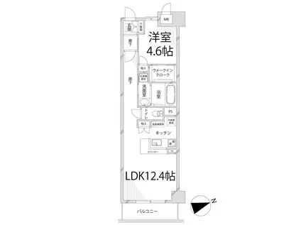 キャッスルコート岩端(1LDK/6階)の間取り写真