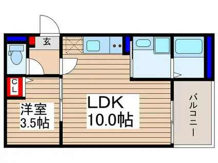 砂新田AP II(1LDK/1階)の間取り写真