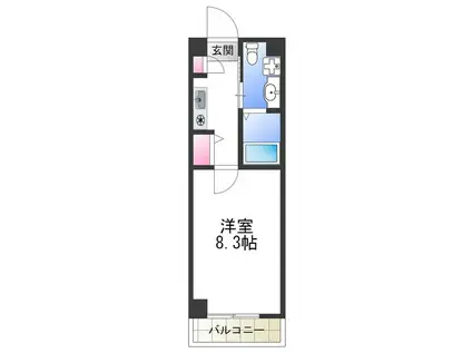 HRフロントリーガル平野(1K/6階)の間取り写真