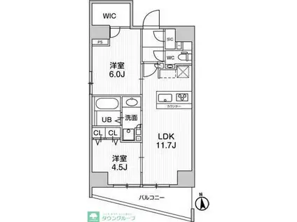 リテラス秋葉原イースト(2LDK/15階)の間取り写真