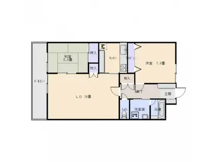 プロシード甲府(2LDK/3階)の間取り写真