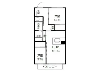 カーボグランデ(2LDK/2階)の間取り写真