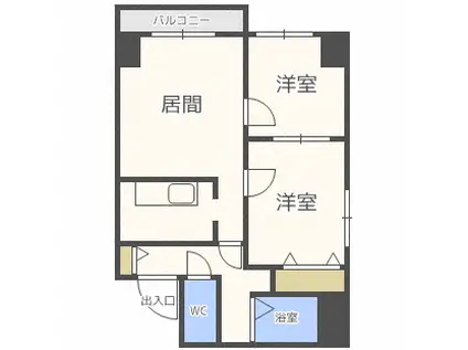 ラビエ円山(2LDK/9階)の間取り写真