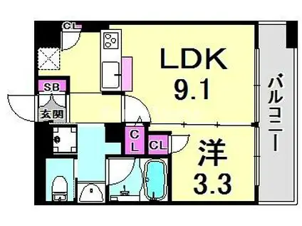 アーバネックス神戸水木通(1LDK/2階)の間取り写真