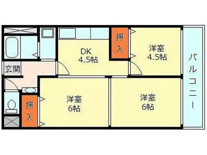セントエルモ門田文化町(3DK/5階)の間取り写真