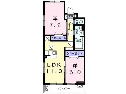 エクレーヌ湘南(2LDK/1階)の間取り写真