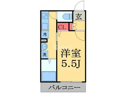 MELDIA東千葉2(1K/2階)の間取り写真