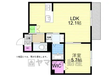 GRAND RIVIERE(1LDK/1階)の間取り写真