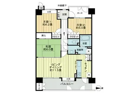 サーパス桃見台(3LDK/5階)の間取り写真