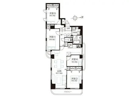 トレス・プラタ桜丘(4LDK/3階)の間取り写真