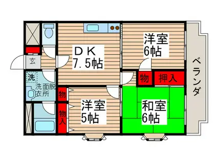 クレスト新松戸(3DK/3階)の間取り写真