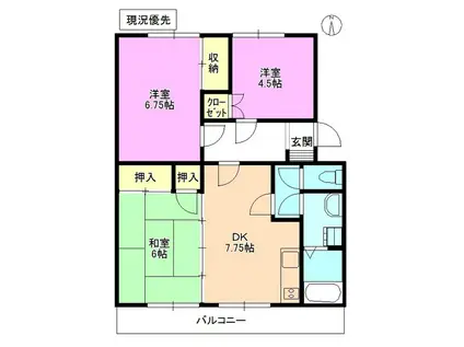 アメニティ青波(3DK/1階)の間取り写真