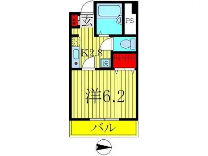 GMウエストハイツ(1K/4階)の間取り写真