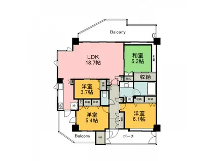 ロイヤルシティパーク庚午中(4LDK/6階)の間取り写真