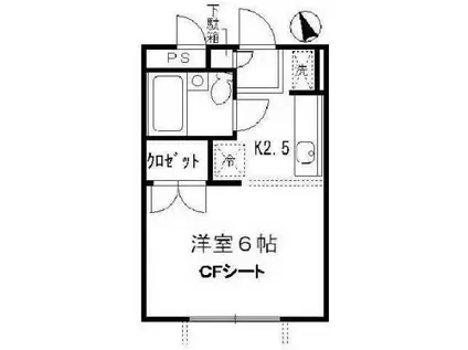 アルファ上高田(1K/2階)の間取り写真