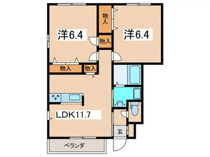 グレースコート(2LDK/1階)の間取り写真