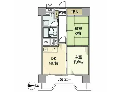 北品川サンハイツ(2DK/7階)の間取り写真