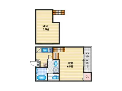 ハーモニーテラス長筬町IV(1SK/1階)の間取り写真