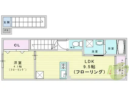 豊中市螢池中町アパート(1LDK/2階)の間取り写真