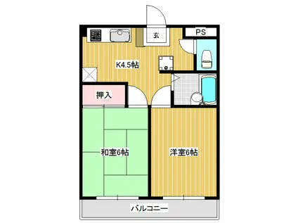 メゾン・ド・ミサトN(2K/1階)の間取り写真