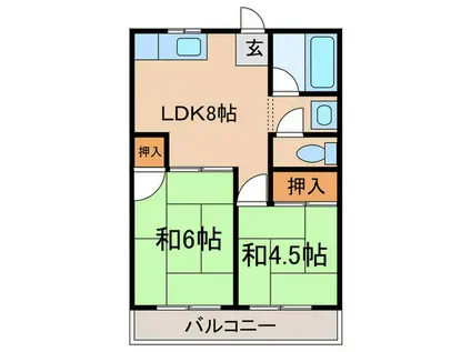 津川ハイツ(2LDK/2階)の間取り写真
