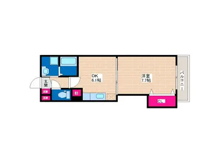 ベルチューム(1DK/3階)の間取り写真