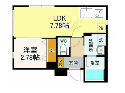 ブライト住吉(1DK/3階)の間取り写真