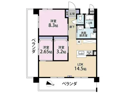 フェリスコート(3LDK/1階)の間取り写真