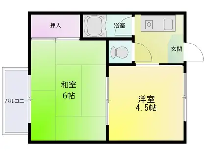 久宝寺コーポラスB棟(2K/2階)の間取り写真