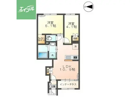 ルクスRNR(2LDK/1階)の間取り写真