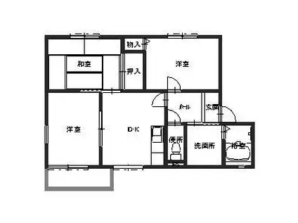 ベルドミール(3DK/1階)の間取り写真