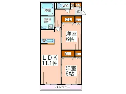SALIENTE サリエンテ(2LDK/2階)の間取り写真