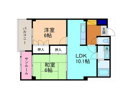 ノアズアーク(2LDK/2階)の間取り写真
